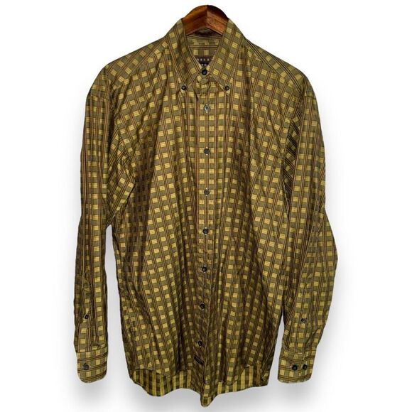 Robert Talbott Green Check Button Down Shirt Size M - Picture 1 of 8